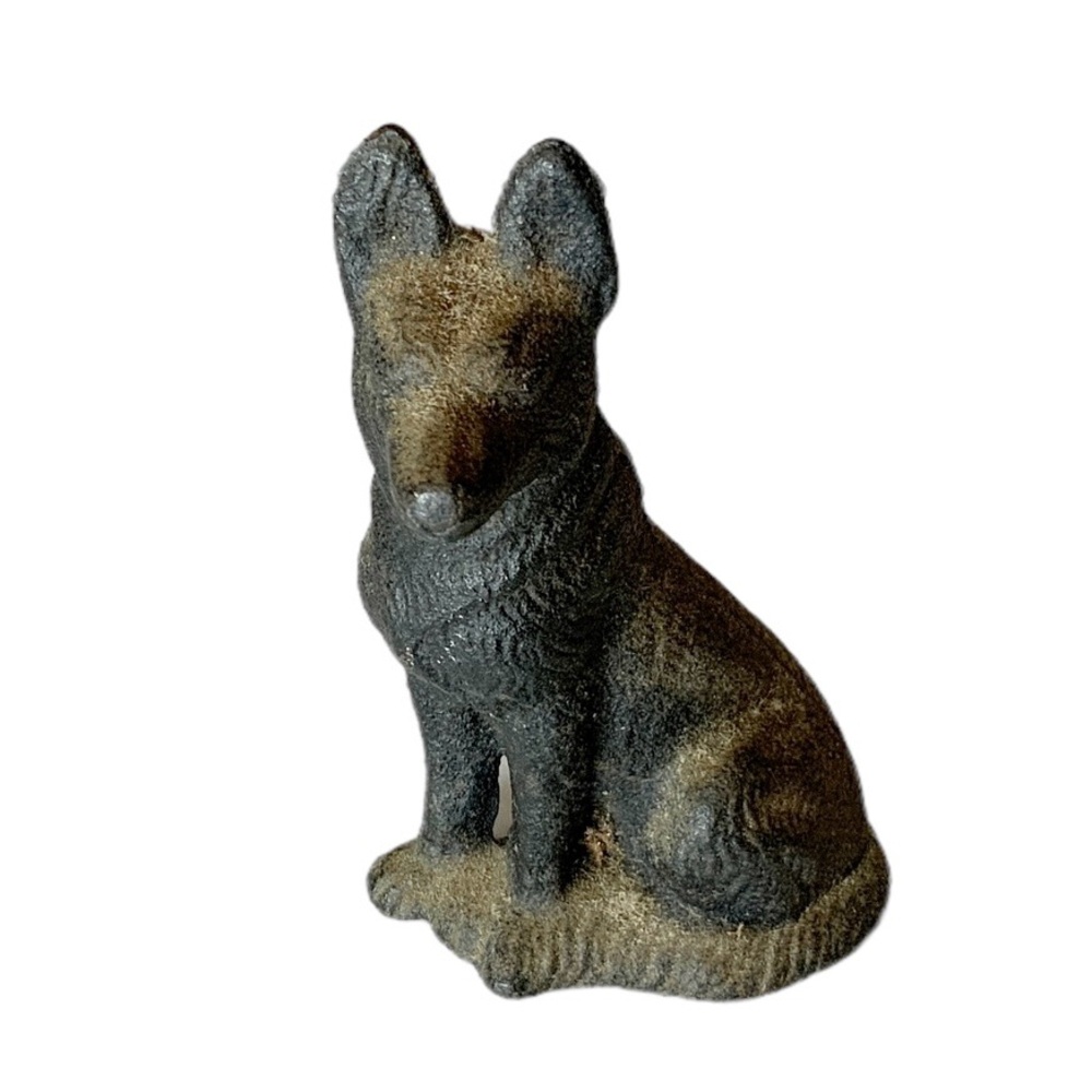 Antique cold-painted cast iron German Shepherd figure paperweight